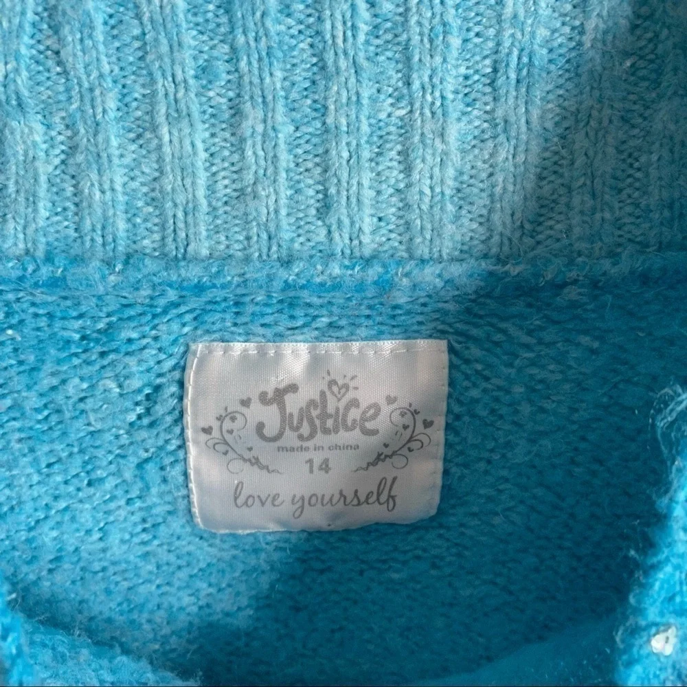 Justice Fuzzy Sweater Sequin Neckline Sz 14 Kids Girls